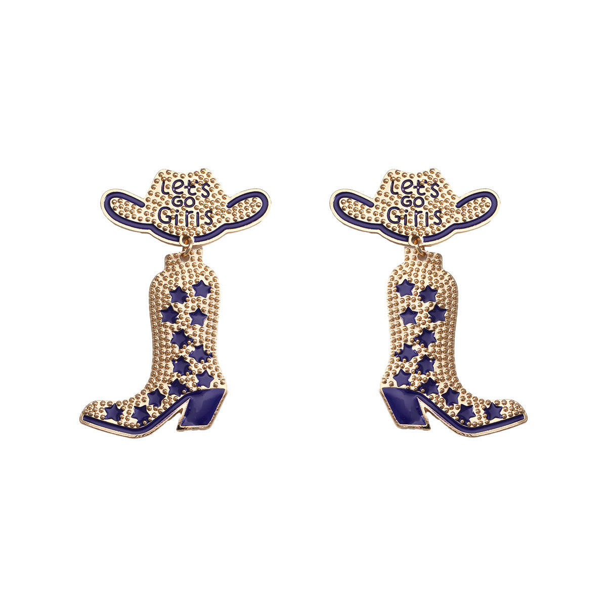 Wholesale Western Style Cowboy Hats Cowboy Boots Alloy Rice Beads Earrings
